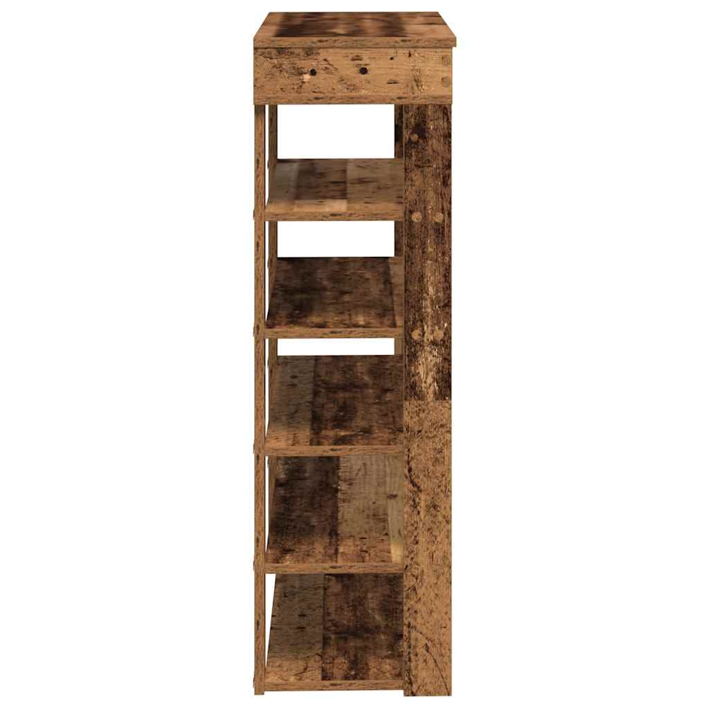 antik fa szerelt fa cipőtartó 80x30x98 cm