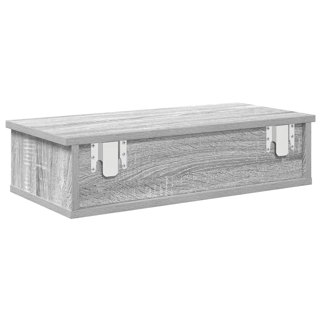 Falipolc fiókokkal szürke sonoma 60x28x15 cm műszaki fa
