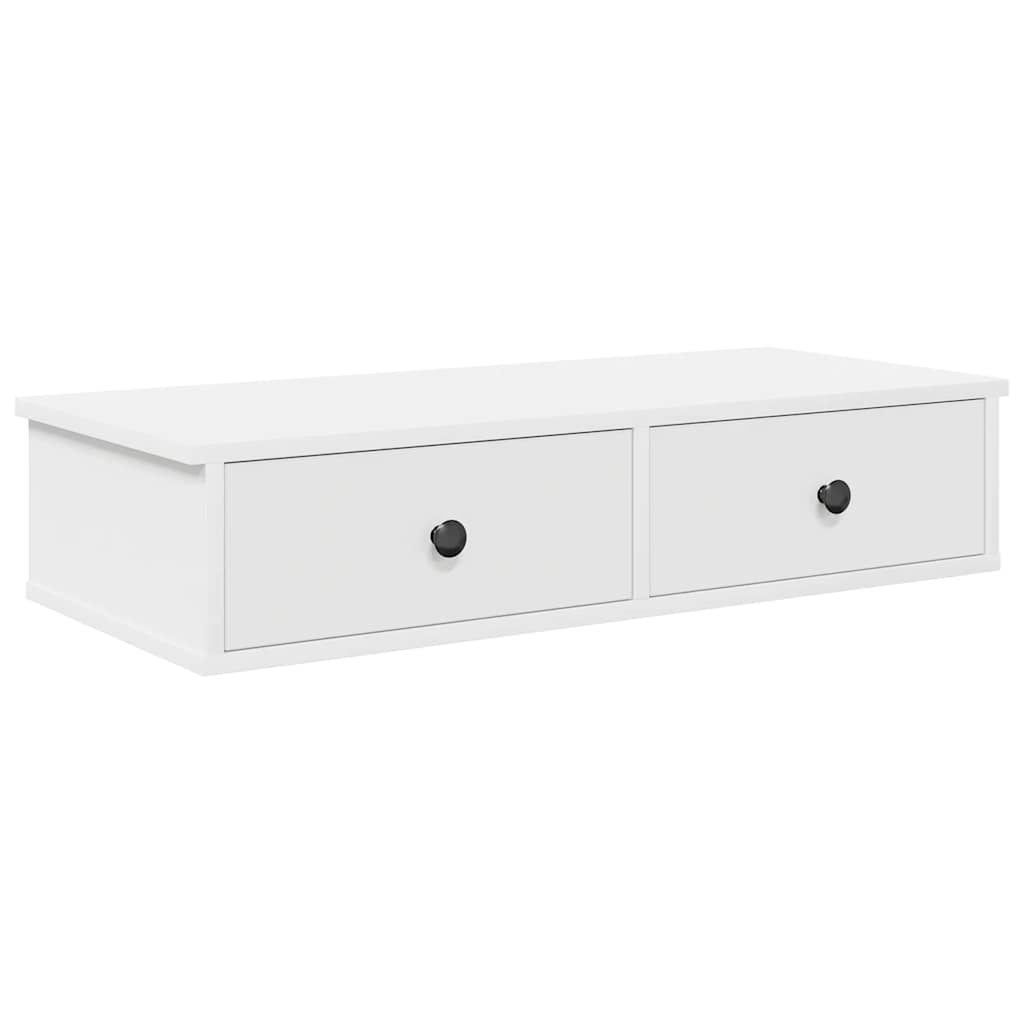 Falipolc fiókokkal fehér 80x34x17 cm műszaki fa