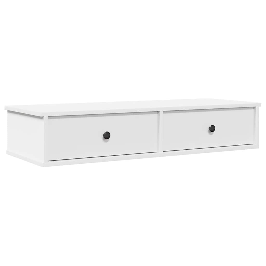 fehér szerelt fa falipolc fiókokkal 100 x 36 x 19 cm