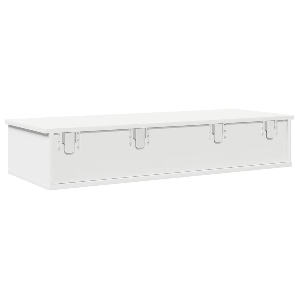 fehér szerelt fa falipolc fiókokkal 100 x 36 x 19 cm