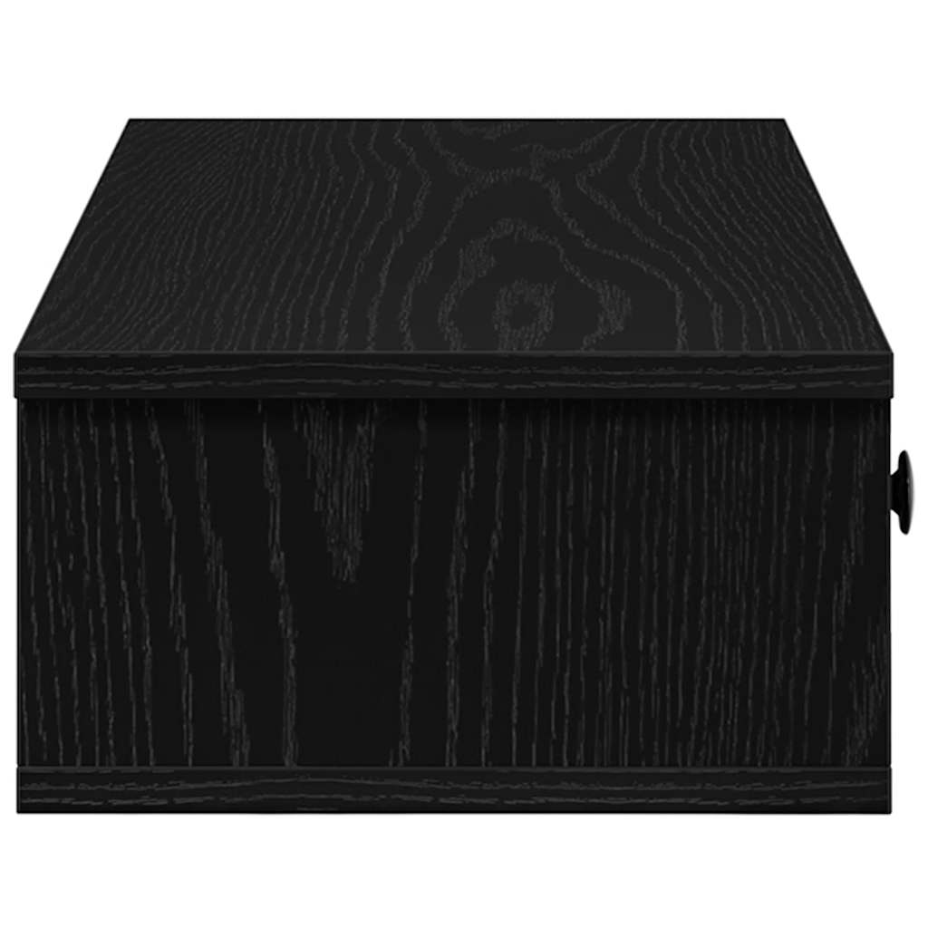 fekete szerelt fa falipolc fiókokkal 100 x 37,5 x 19 cm