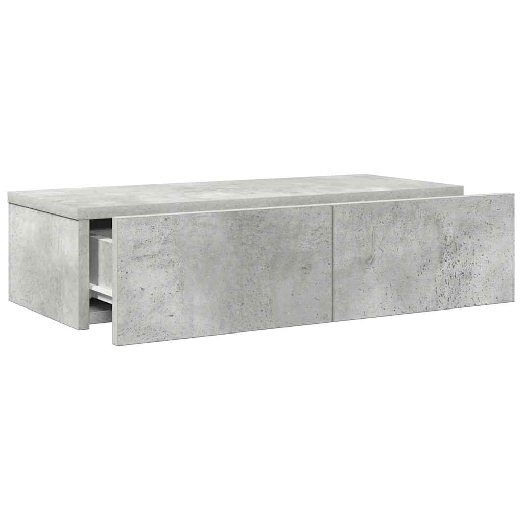 Falipolc fiókokkal betonszürke 60x26,5x15 cm műszaki fa