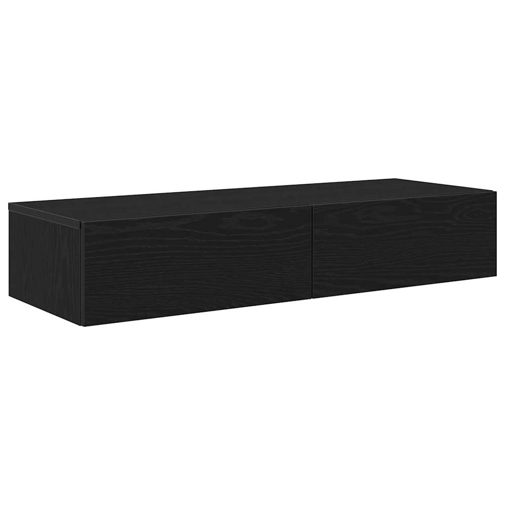 Falipolc fiókokkal fekete 100x36x19 cm műszaki fa