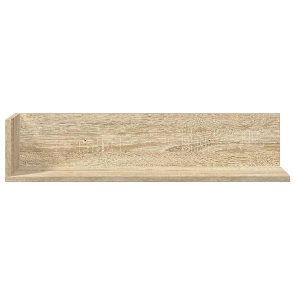 2 db sonoma tölgy színű szerelt fa fali polc 75 x 16,5 x 16,5cm