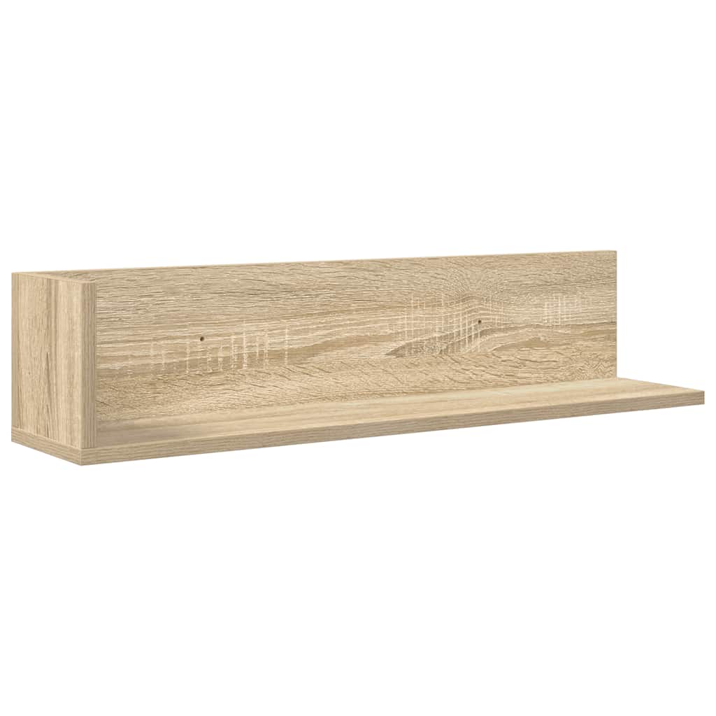 2 db sonoma tölgy színű szerelt fa fali polc 75 x 16,5 x 16,5cm