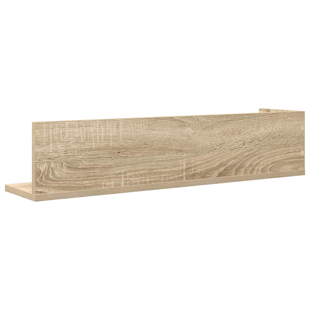2 db sonoma tölgy színű szerelt fa fali polc 75 x 16,5 x 16,5cm