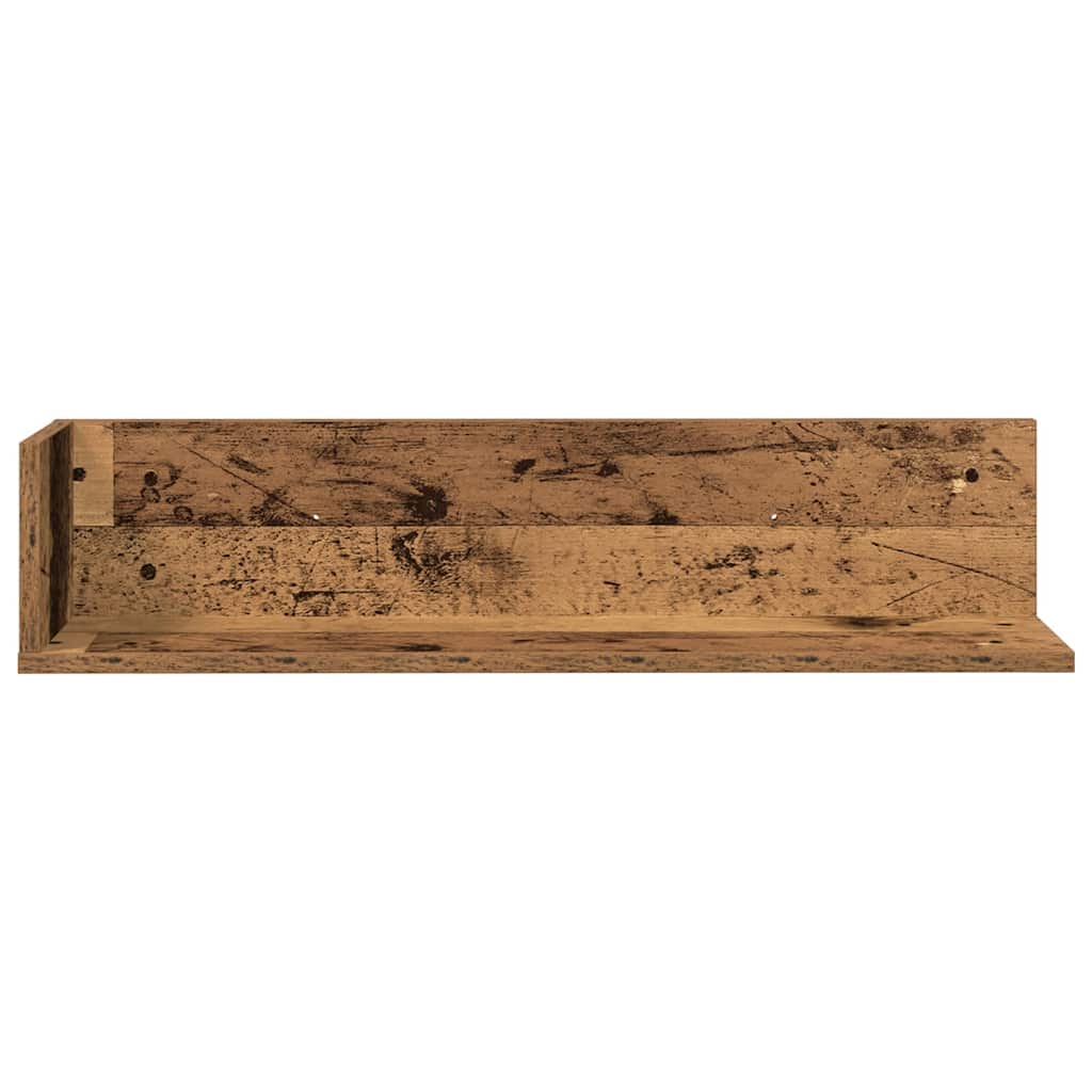 2 db antik fa színű szerelt fa fali polc 75 x 16,5 x 16,5 cm