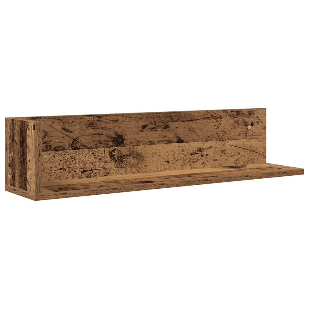 2 db antik fa színű szerelt fa fali polc 75 x 16,5 x 16,5 cm
