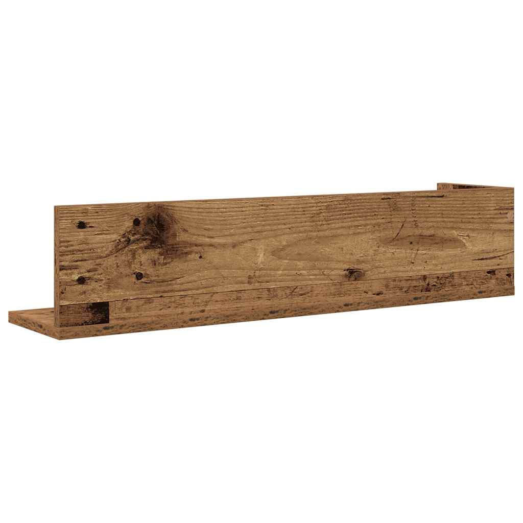 2 db antik fa színű szerelt fa fali polc 75 x 16,5 x 16,5 cm