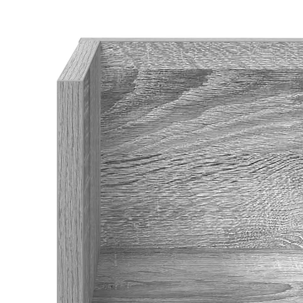 2 db szürke sonoma színű szerelt fa fali polc 100x16,5x16,5 cm