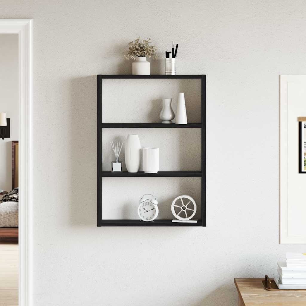 fekete szerelt fa fali polc 43 x 9 x 60 cm