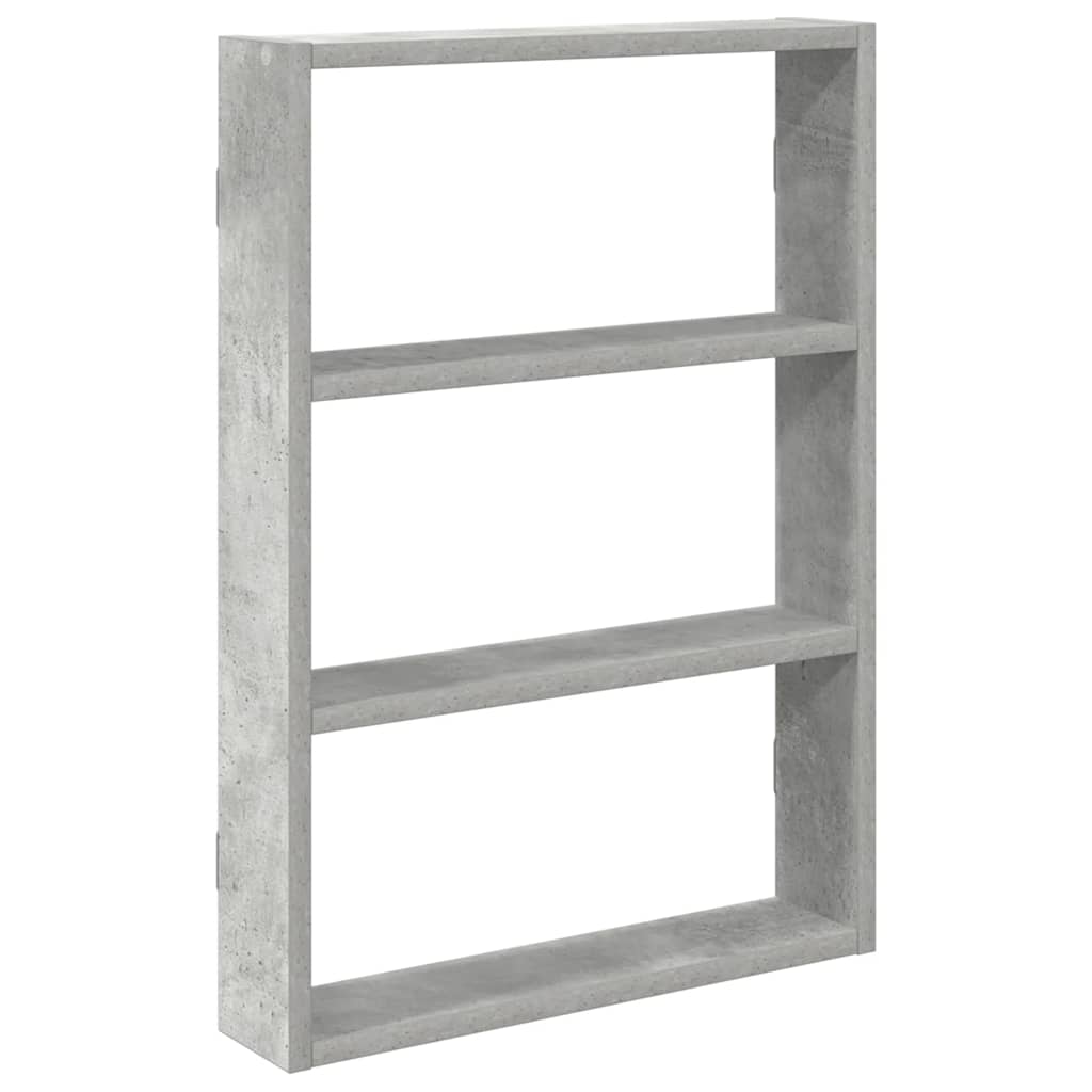betonszürke szerelt fa fali polc 43 x 9 x 60 cm