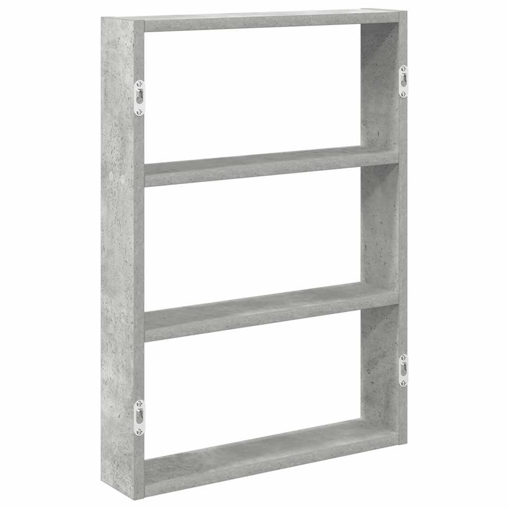 betonszürke szerelt fa fali polc 43 x 9 x 60 cm
