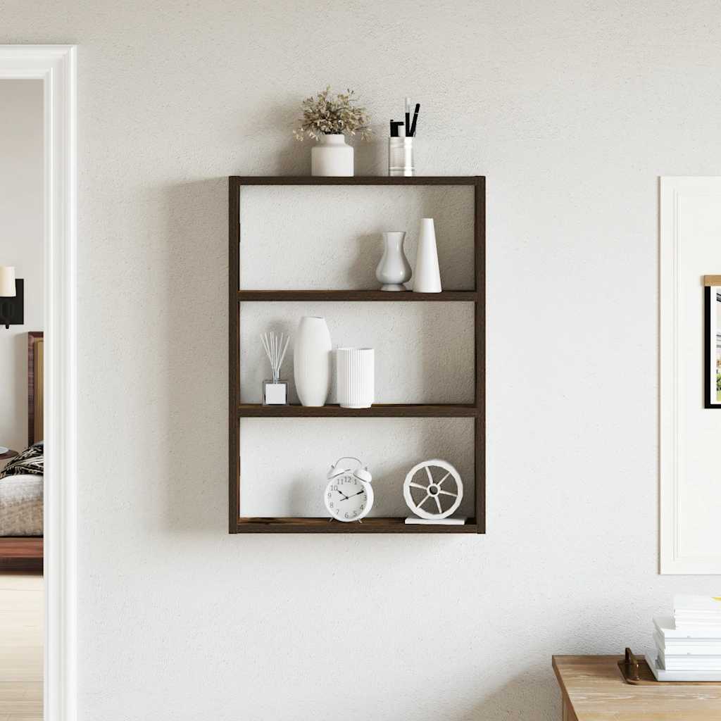 füstös tölgy színű szerelt fa fali polc 43 x 9 x 60 cm