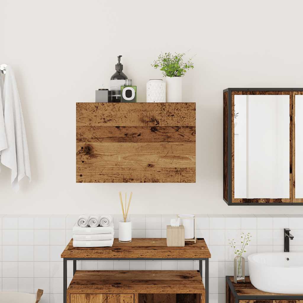 antik fa színű szerelt fa fali fürdőszobaszekrény 60x25x40 cm
