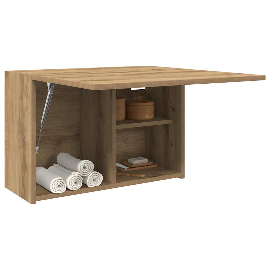 kézműves tölgy szerelt fa fali fürdőszobaszekrény 60x25x40 cm