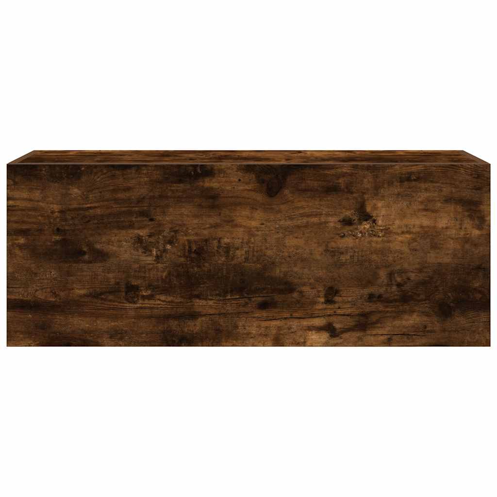 füstös tölgyszínű szerelt fa fali fürdőszobaszekrény 80x25x30cm