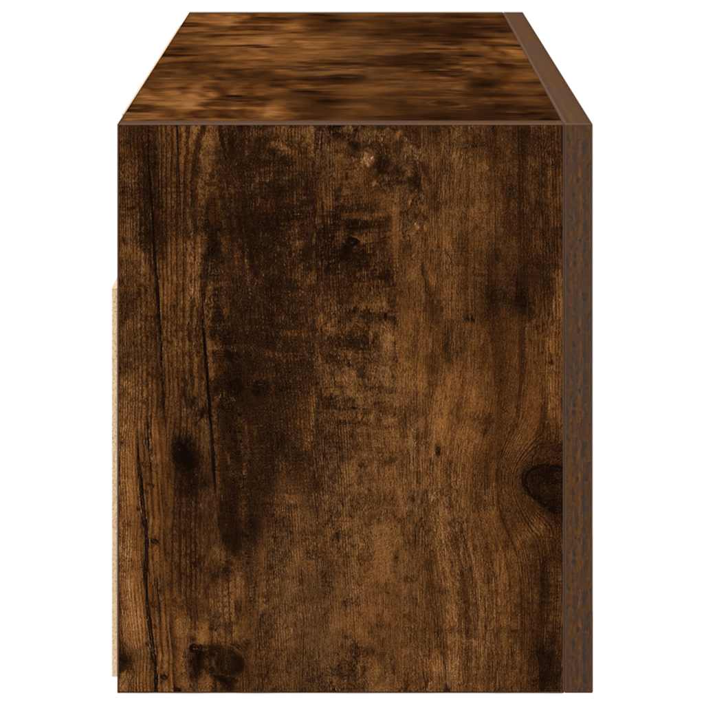 füstös tölgyszínű szerelt fa fali fürdőszobaszekrény 80x25x30cm