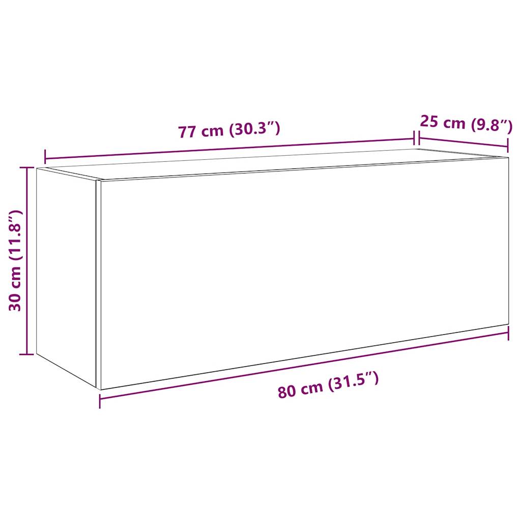 füstös tölgyszínű szerelt fa fali fürdőszobaszekrény 80x25x30cm