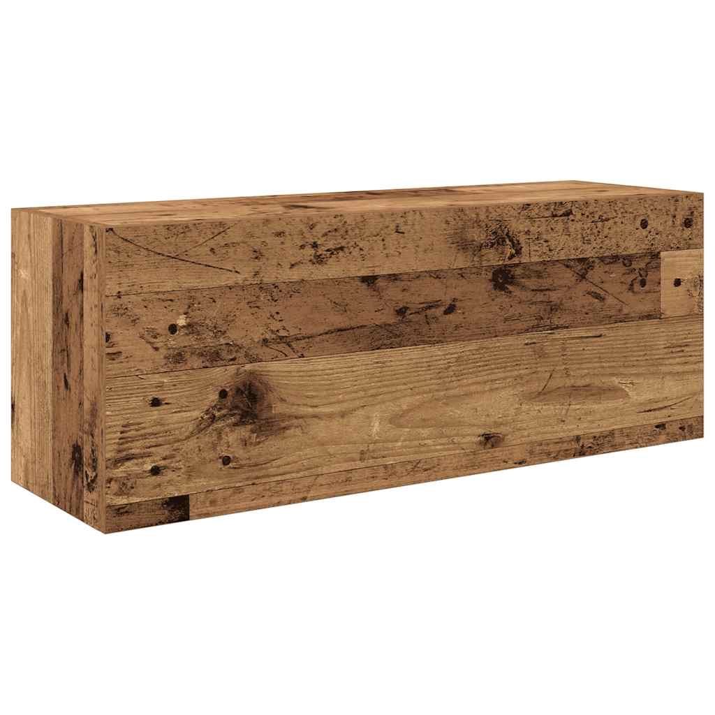 antik fa színű szerelt fa fali fürdőszobaszekrény 80x25x30 cm