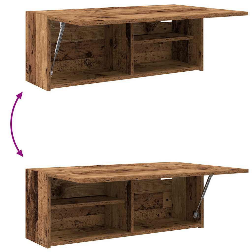 antik fa színű szerelt fa fali fürdőszobaszekrény 80x25x30 cm