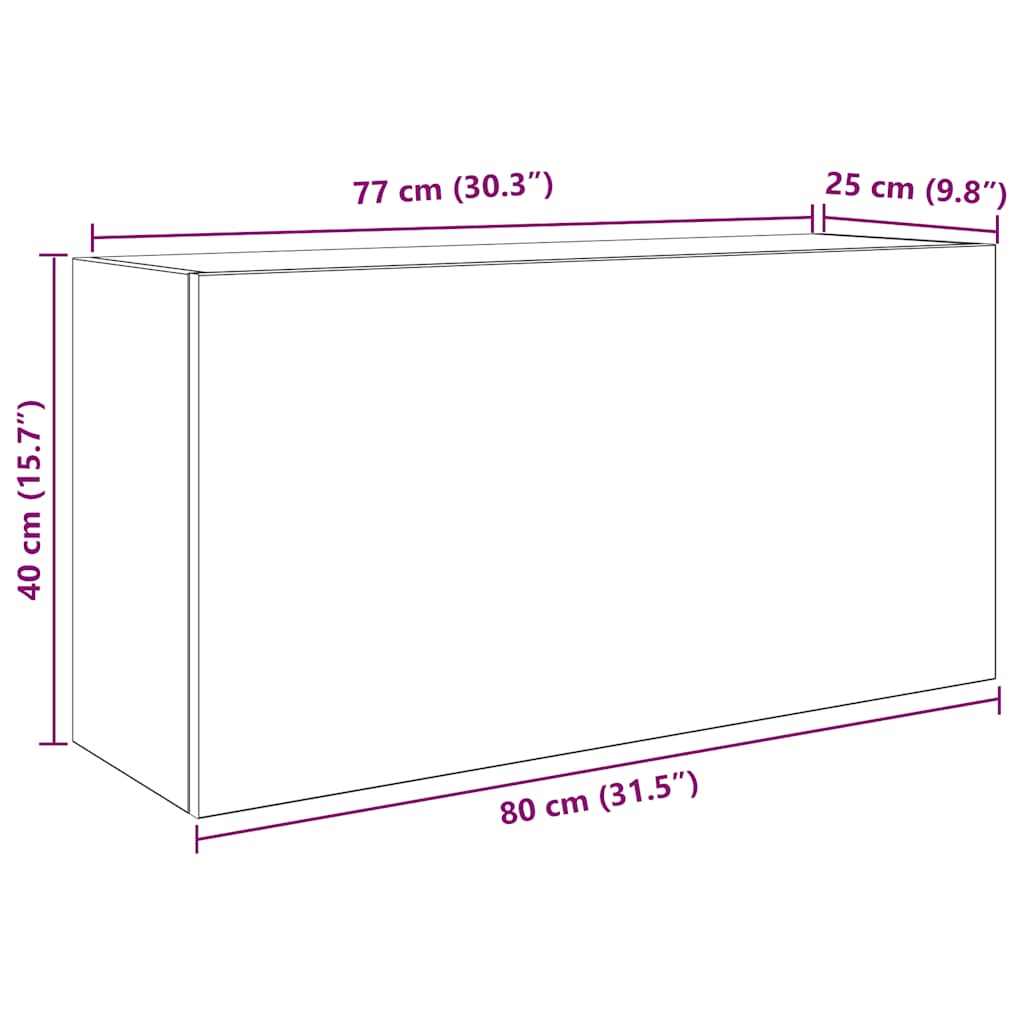 fehér szerelt fa fali fürdőszobaszekrény 80x25x40 cm