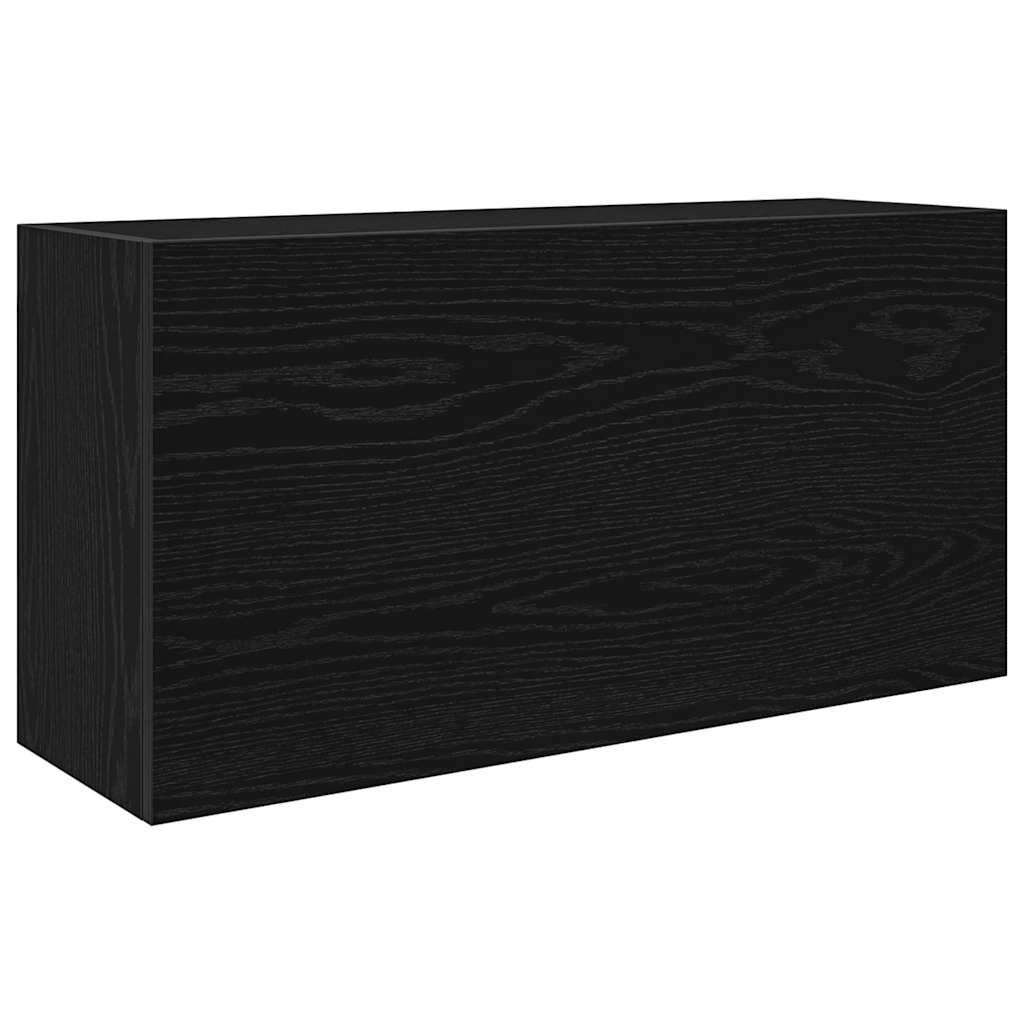 fekete szerelt fa fali fürdőszobaszekrény 80x25x40 cm