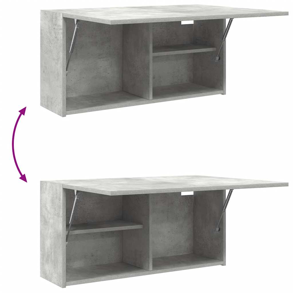 betonszürke szerelt fa fali fürdőszobaszekrény 80 x 25 x 40 cm