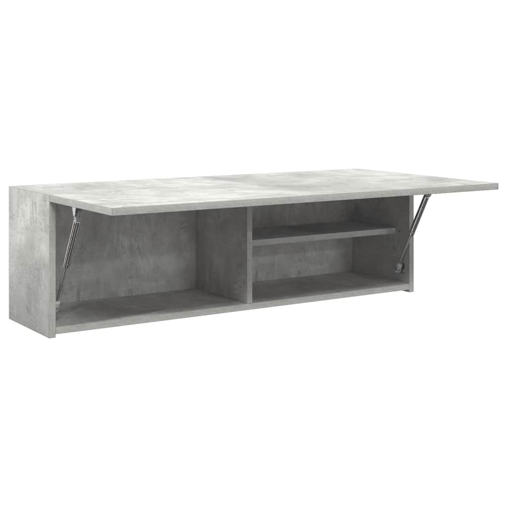 betonszürke szerelt fa fali fürdőszobaszekrény 100x25x30 cm
