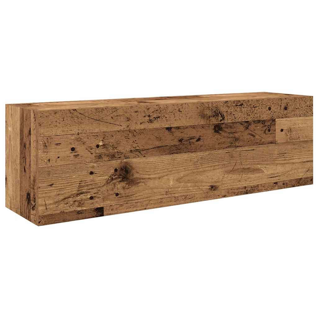 antik fa színű szerelt fa fali fürdőszobaszekrény 100x25x30 cm