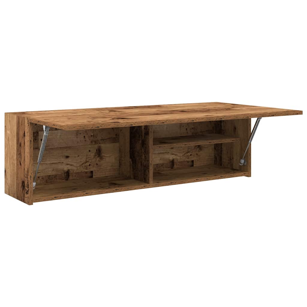 antik fa színű szerelt fa fali fürdőszobaszekrény 100x25x30 cm