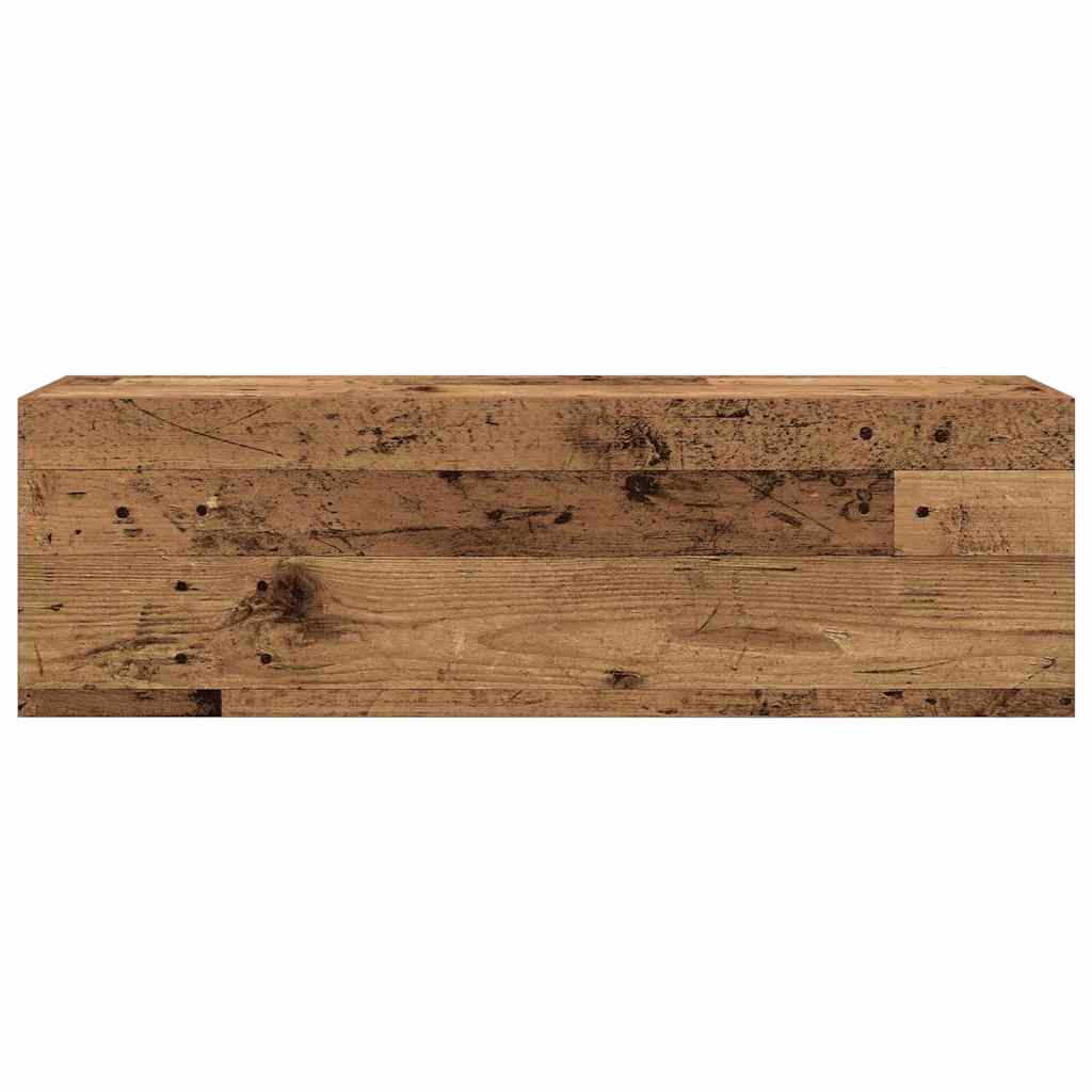 antik fa színű szerelt fa fali fürdőszobaszekrény 100x25x30 cm
