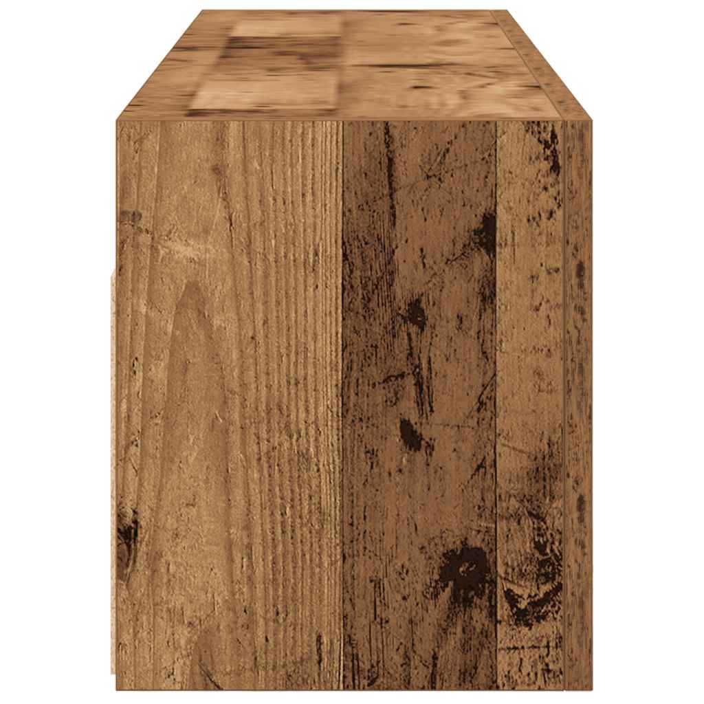antik fa színű szerelt fa fali fürdőszobaszekrény 100x25x30 cm
