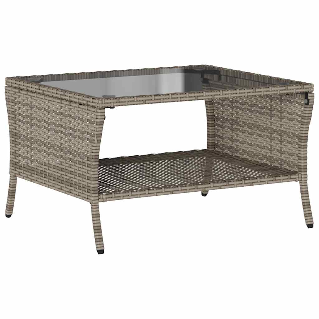 2 személyes szürke polyrattan kerti kanapé asztallal&párnával