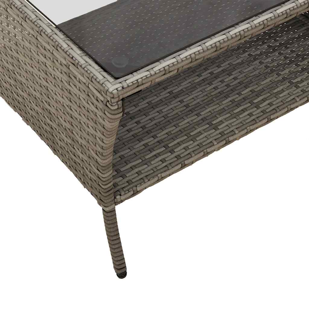 2 személyes szürke polyrattan kerti kanapé asztallal&párnával