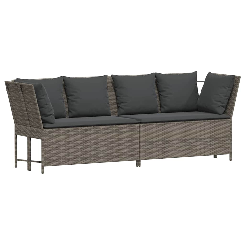 szürke polyrattan kerti kanapé párnákkal