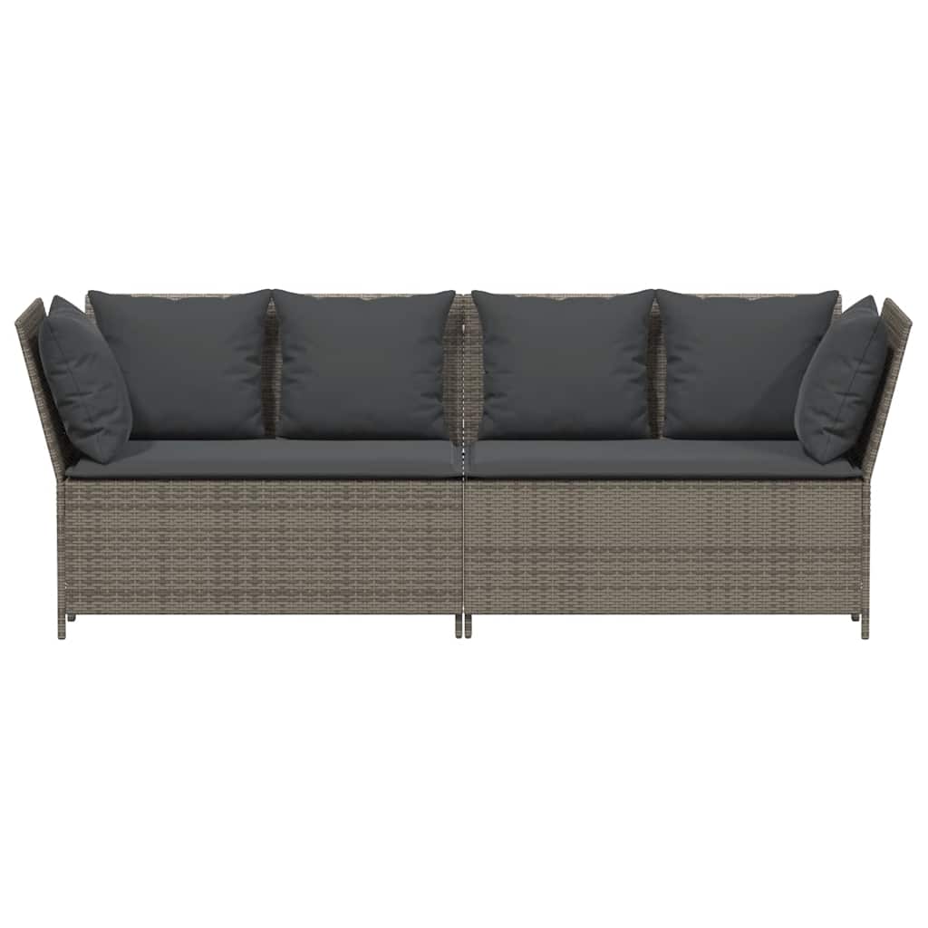 szürke polyrattan kerti kanapé párnákkal
