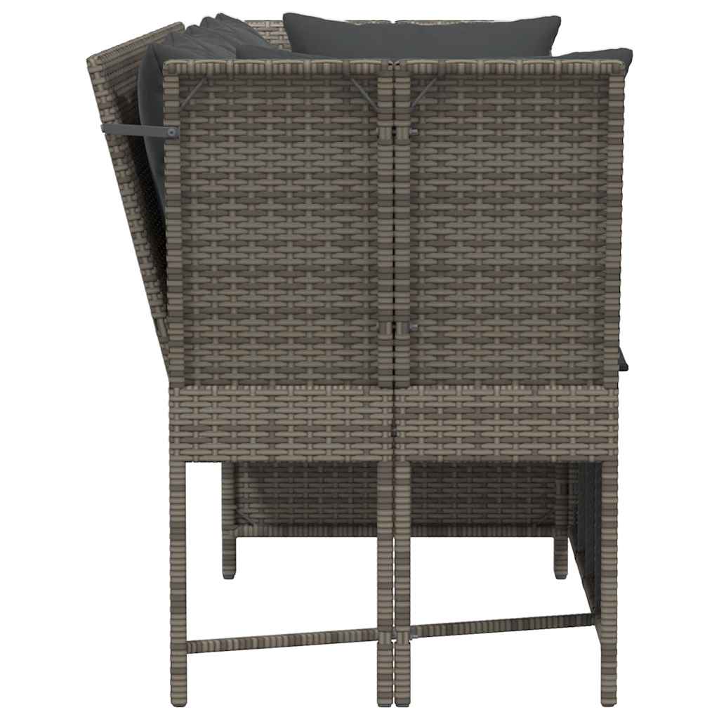szürke polyrattan kerti kanapé párnákkal