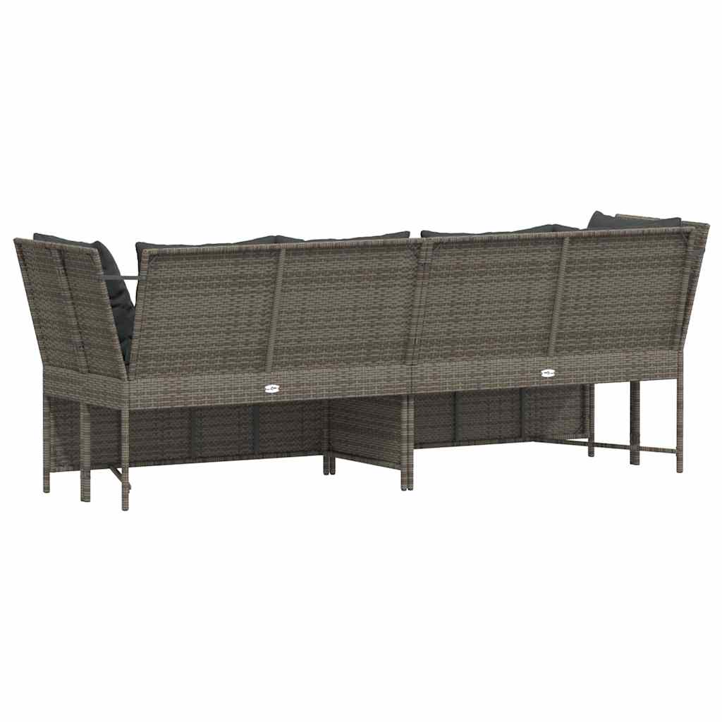 szürke polyrattan kerti kanapé párnákkal