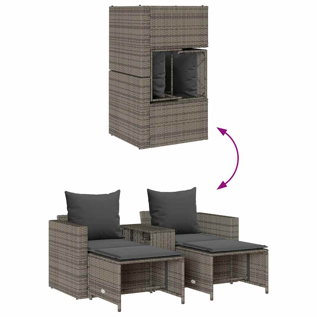 5 részes polyrattan kerti kanapé garnitúra párnákkal stackable