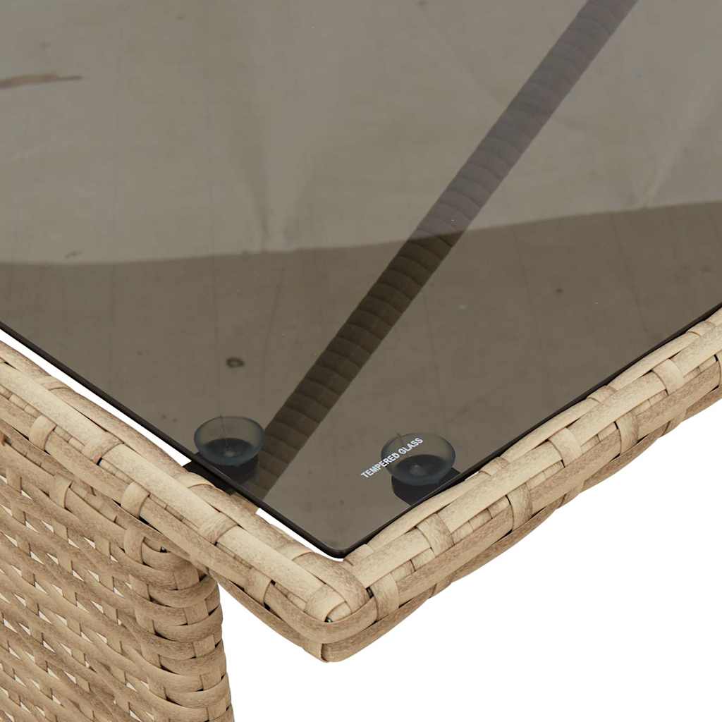 3 részes bézs polyrattan kerti étkezőgarnitúra párnákkal