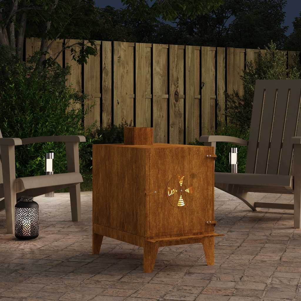kemping tűzhely 35x50x60 cm Corten acél
