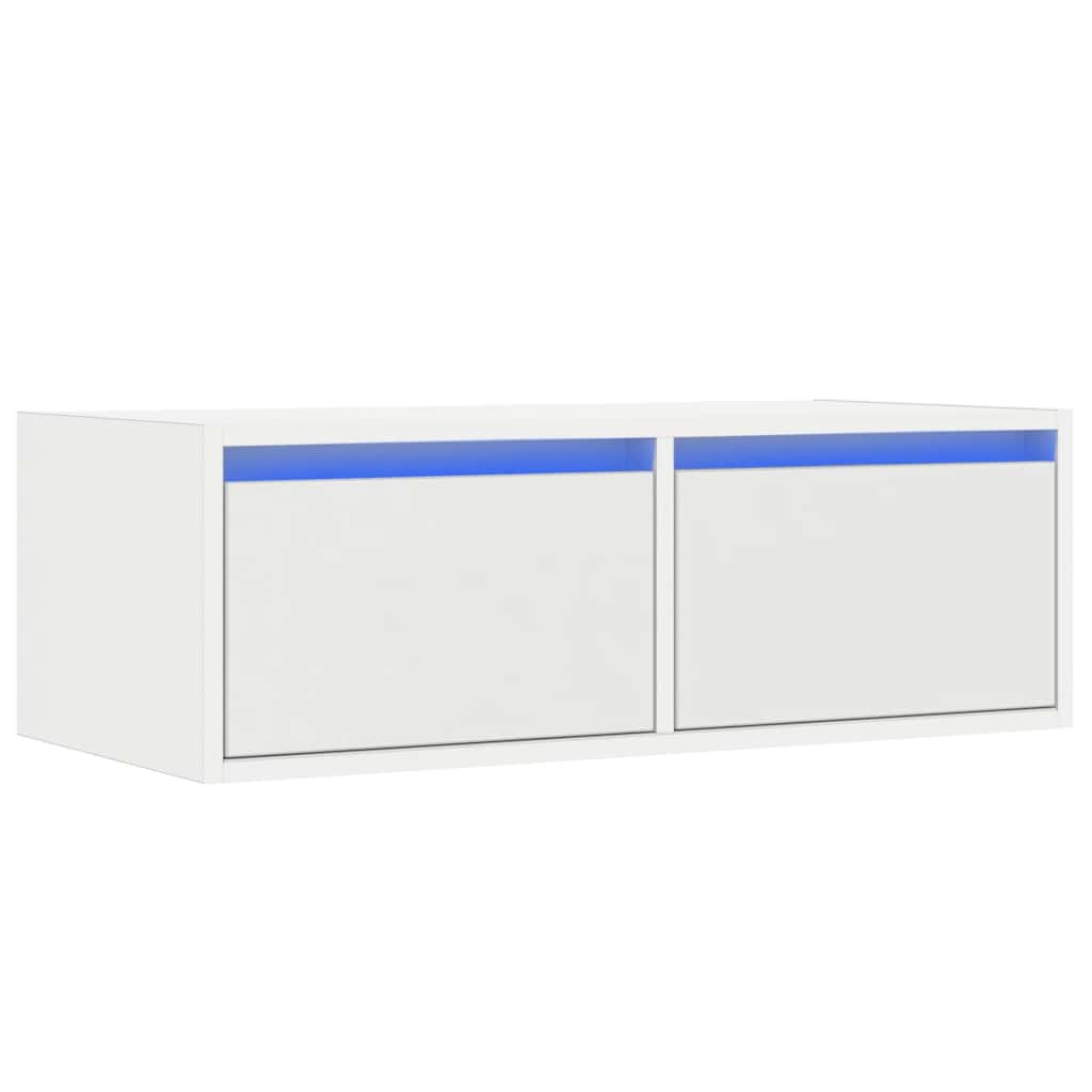 TV szekrény LED világítással fehér 75x35,5x25 cm