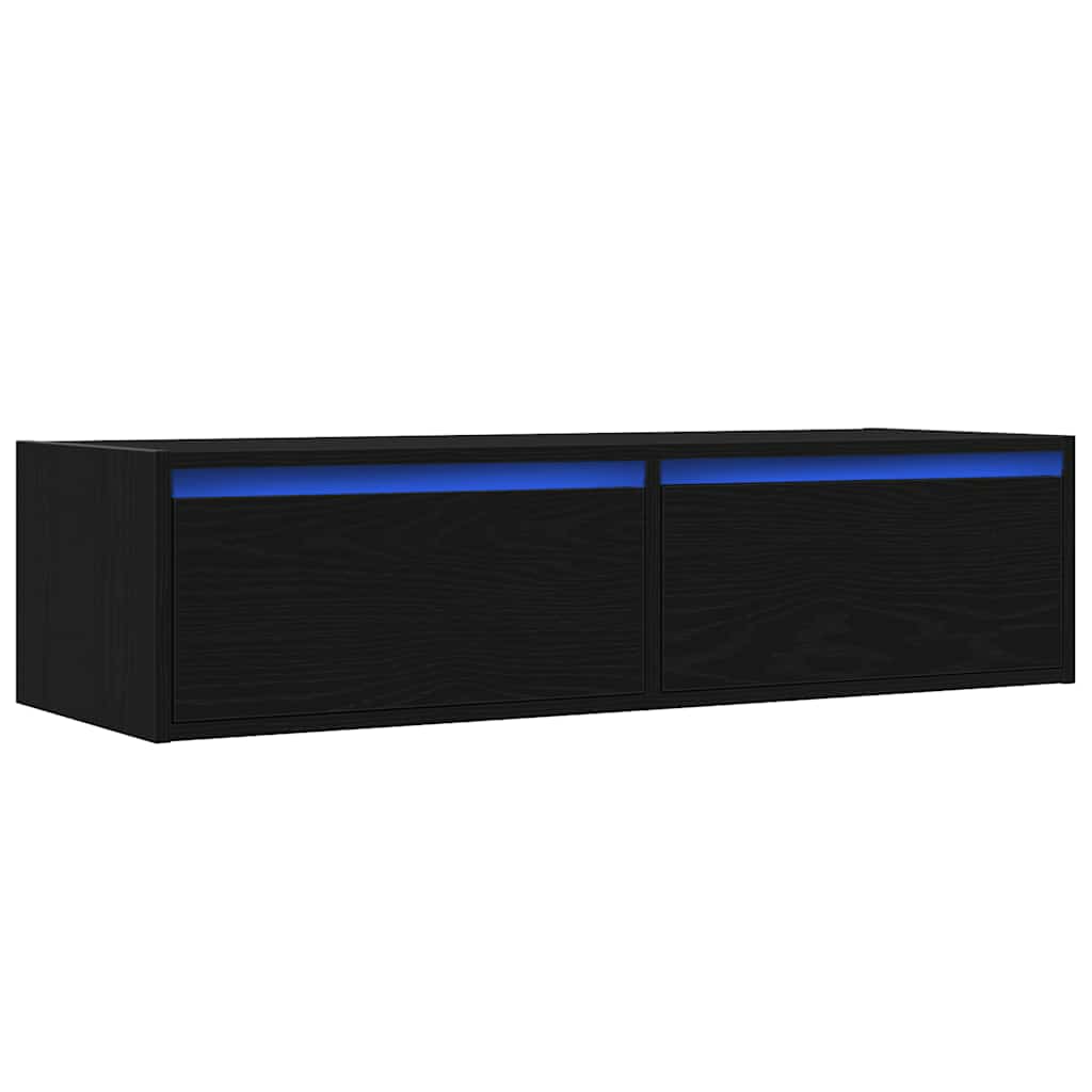 TV szekrény LED világítással fekete tölgy 100X35,5x25 cm