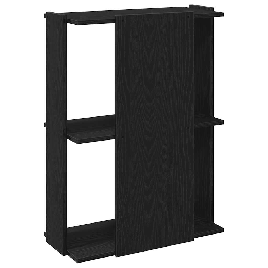 3 szintes fekete szerelt fa könyvespolc 60x30x80 cm