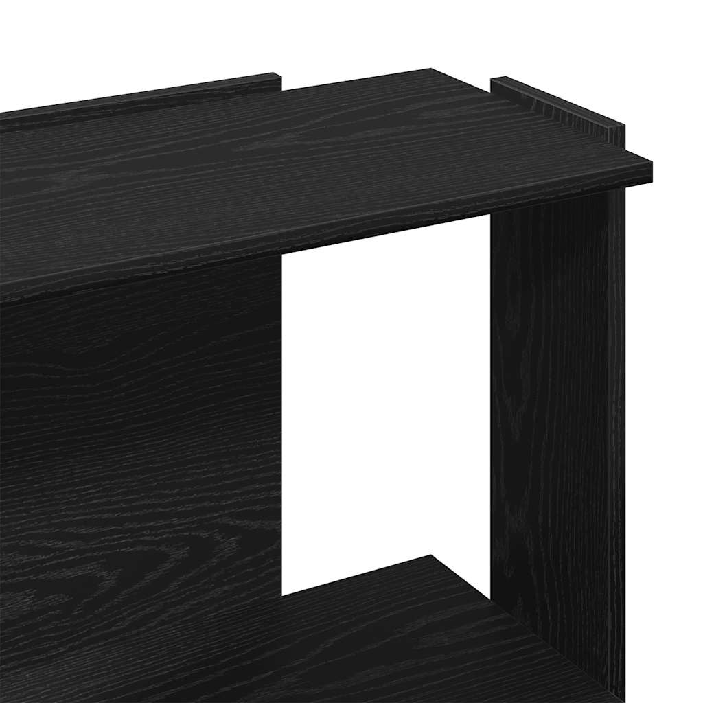 3 szintes fekete szerelt fa könyvespolc 60x30x80 cm