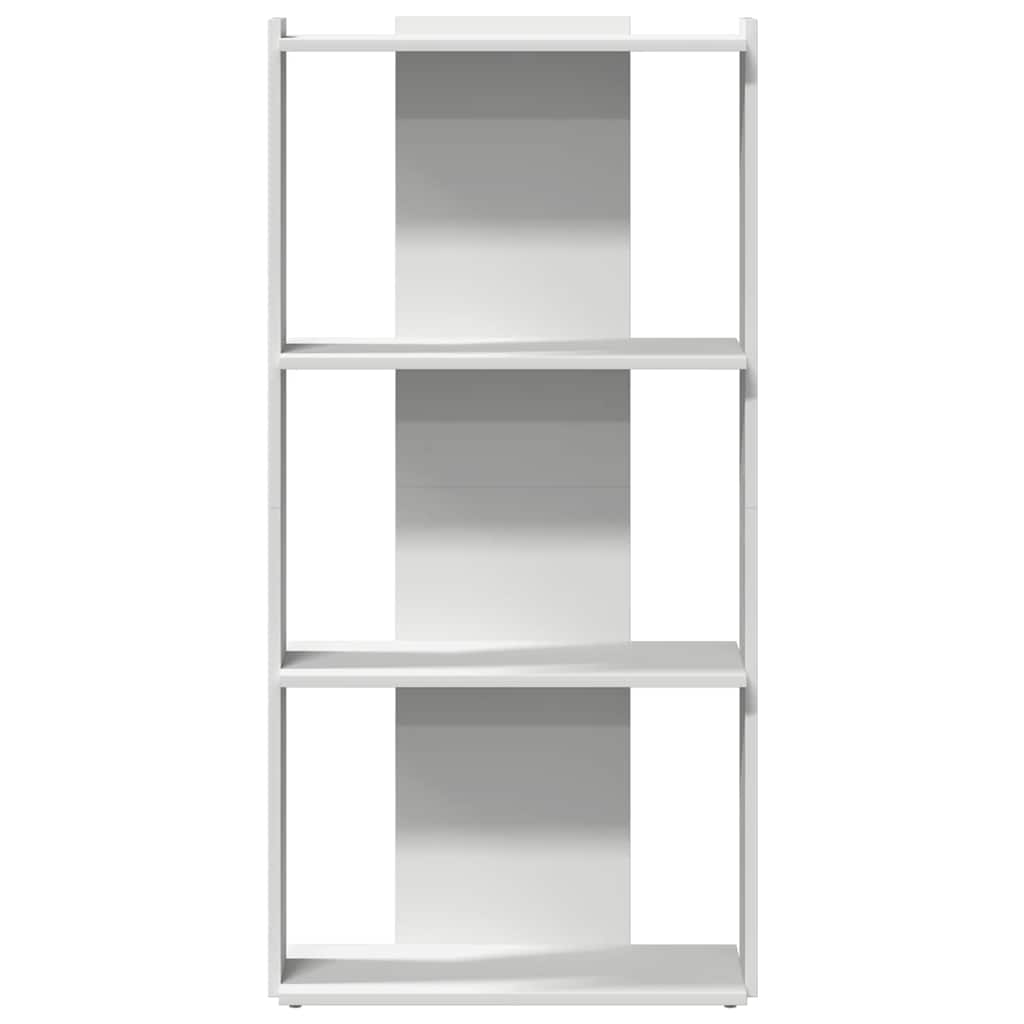 Könyvespolc 3 szintes fehér 60x30x120 cm műfa