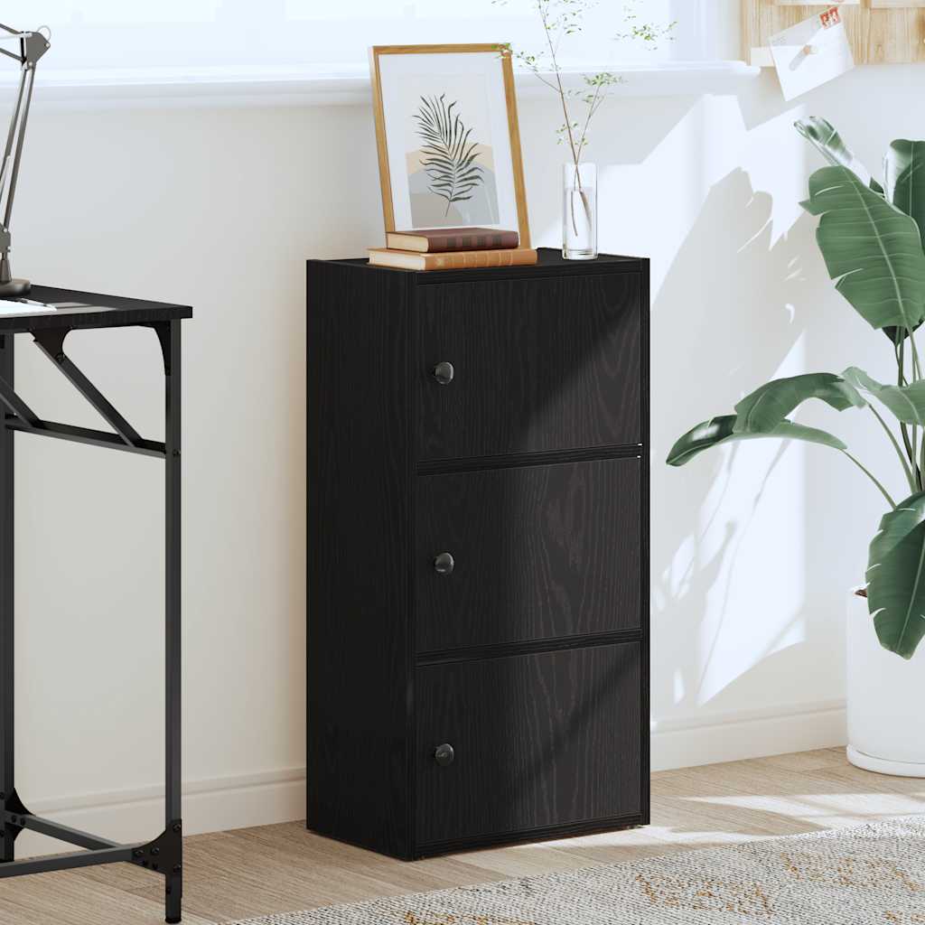 Könyvespolc fekete tölgy 40x24x77 cm Gépesített fa