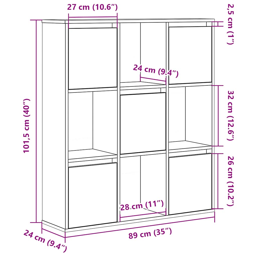 Könyvespolc fekete tölgy 89x24x101,5 cm Gépesített fa